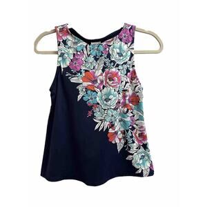 Women's Lands End Blue Floral Swim Tankini Top Size 4 P